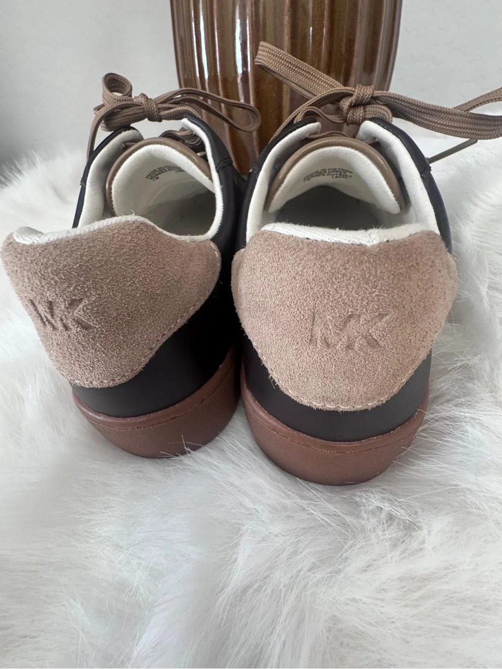 Michael Kors Brown and Tan Leather Low-Top Sneakers